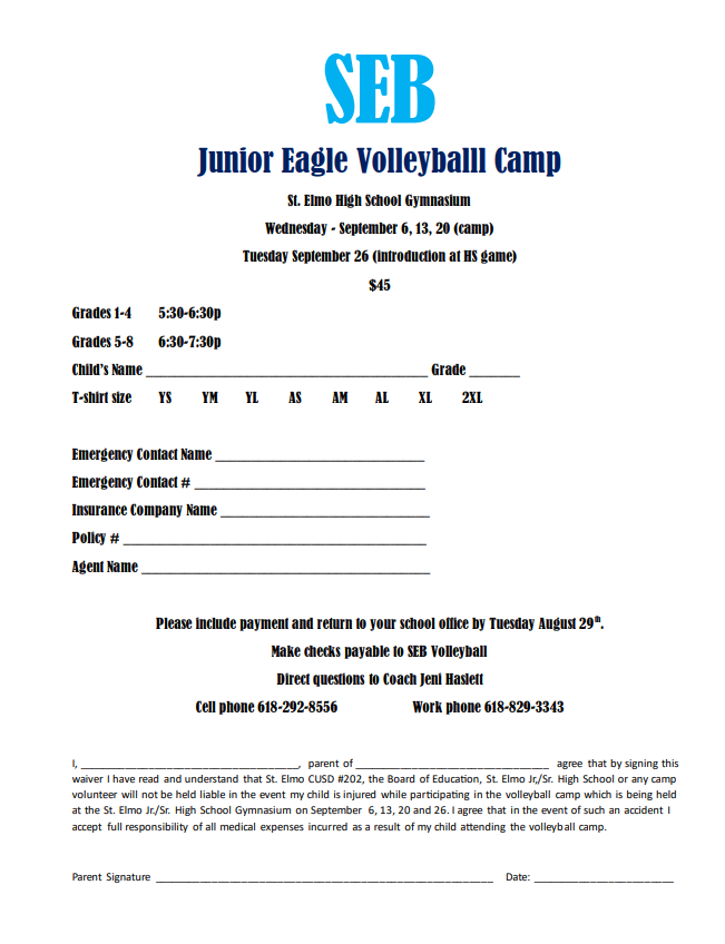 SEB Junior Eagle Volleyball Camp