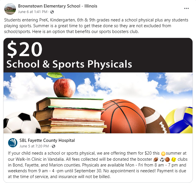 School & Sports Physicals Info
