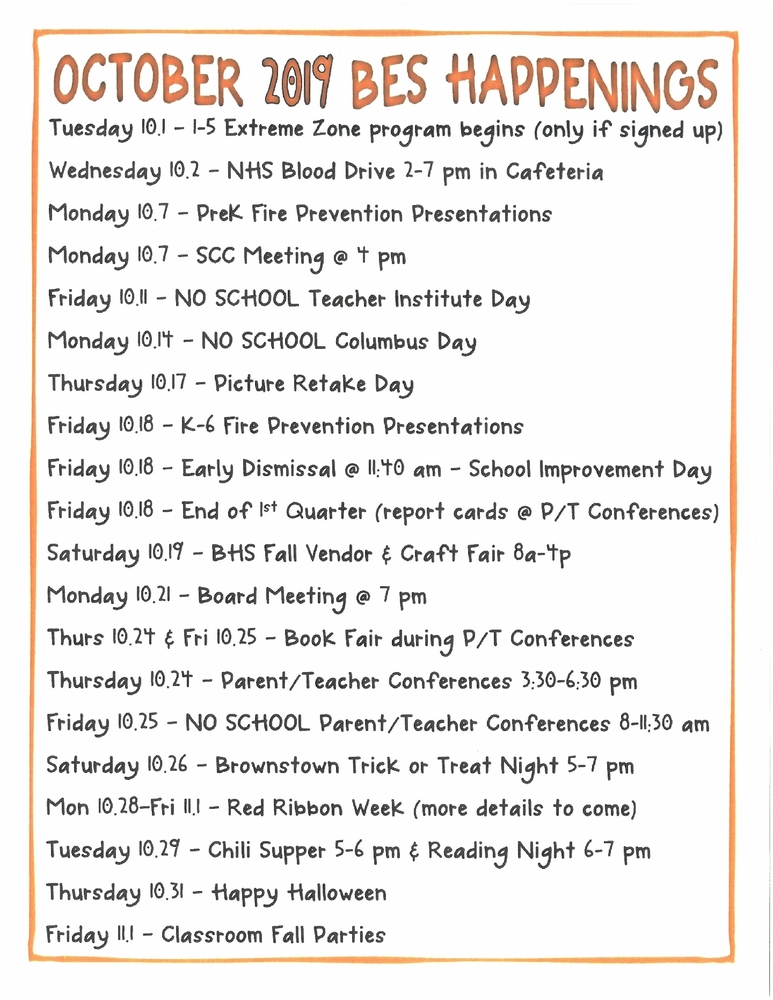 BES OCTOBER HAPPENINGS 