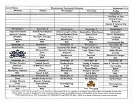 November Lunch Menu