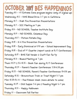 BES OCTOBER HAPPENINGS