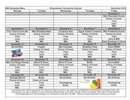 November Breakfast Menu